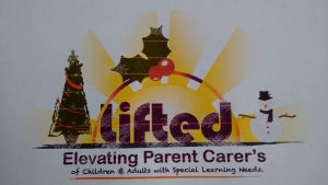 Lifted Carers' Centre logo - Christmas festive version