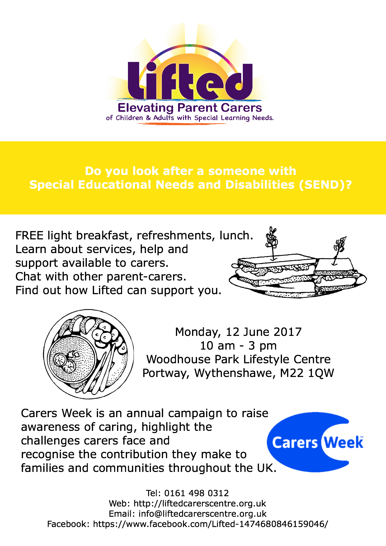 Poster for Lifted's Carers Week Information Event 2017 | Lifted Carers' Centre