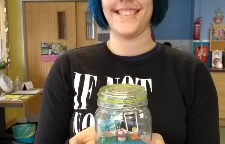 Lisa with her fairy garden | Crafts Day 16 May