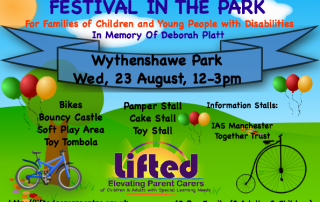 Festival in the Park poster | Lifted Carers' Centre's summer fair event