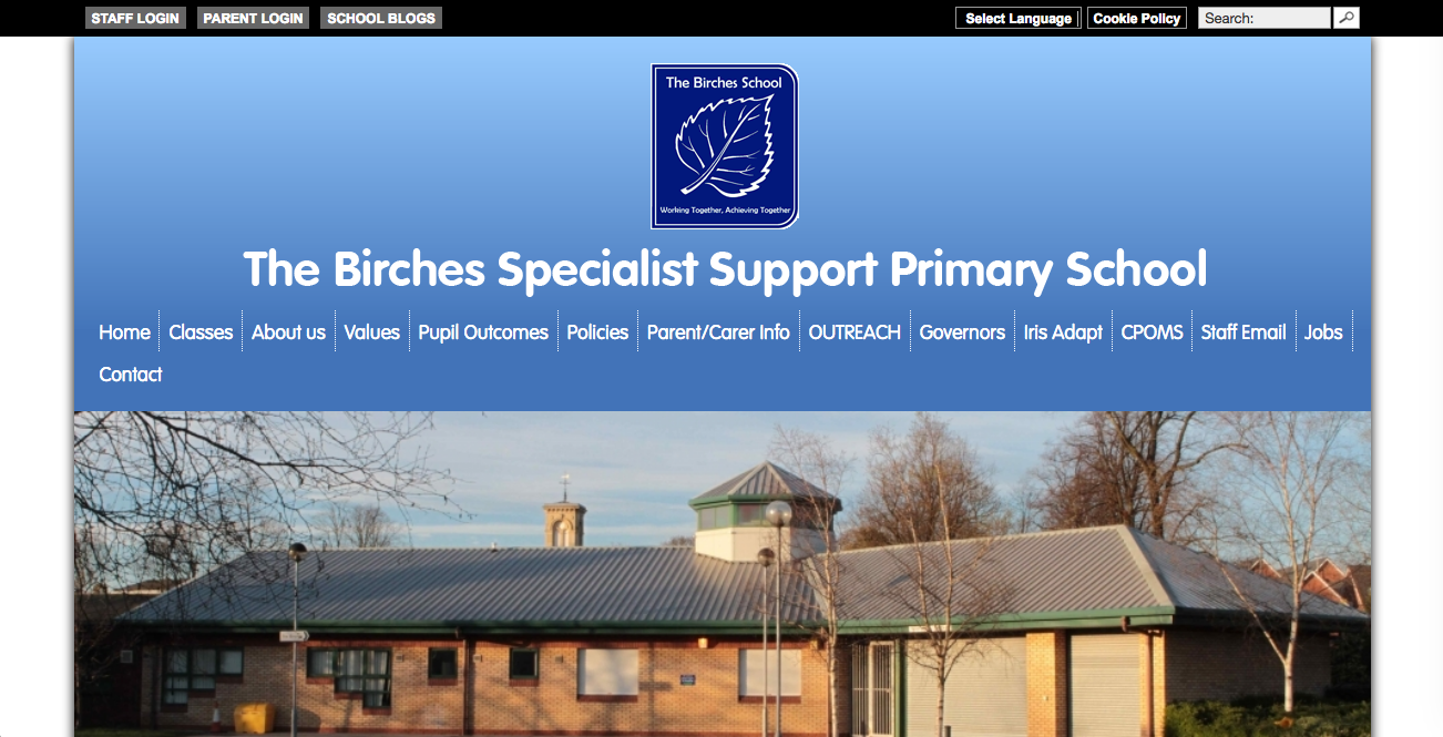 Screenshot of The Birches School website