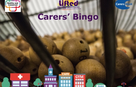 Lifted Carers Week 2018 Bingo teaser | original images from pixabay.com | Carers Week logos from carersweek.org