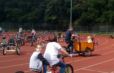 Tandem cycling at the Festival in the Park 2017 in Wythenshawe Park Athletics Track