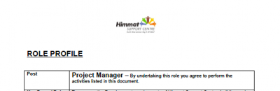 screenshot of Himmat's Project Manager role specifications