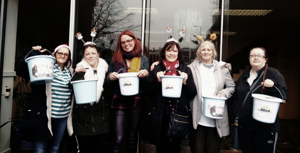 Photo from Lifted's bag packing fundraising activity at Asda Wythenshawe in winter 2017