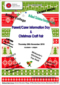 Flyer for Melland High School's Information Day & Christmas Craft Fair