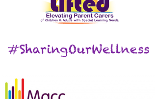 Lifted's and Macc's logos sandwiching the #SharingOurWellness hashtag