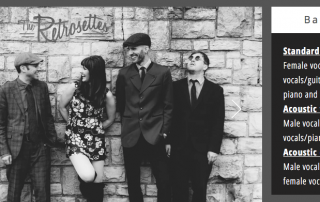 Screenshot from The Retrosettes' website showing the band stood against a wall in the background | credit: www.theretrosettes.com