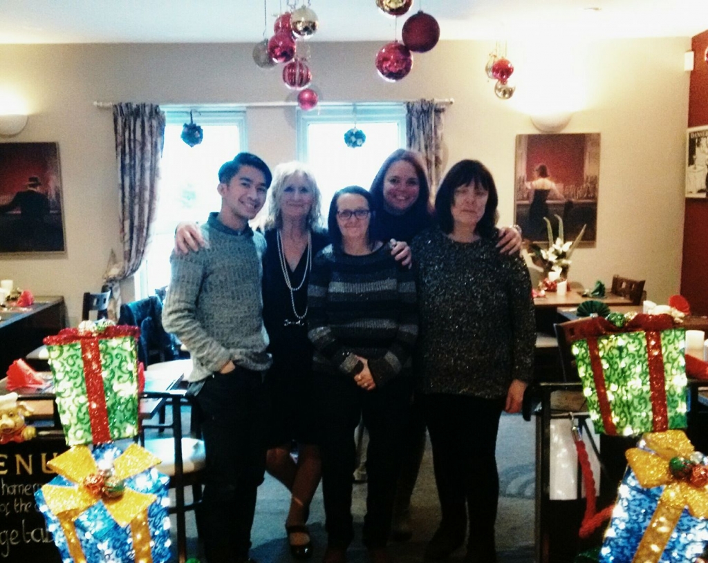 the Lifted team - from left to right, Jordan, Anita, Sue, Emma, Christine - at a restaurant back in December 2017