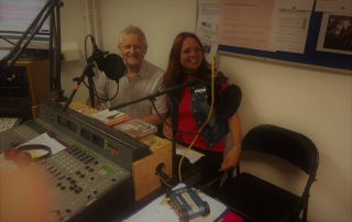 photo of Emma at the Wythenshawe FM studio in July 2017