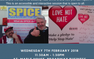 poster for Future Directions SPICE's Greater Manchester Hate Crime Awareness Week workshop