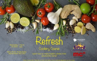 Poster for the 'Refresh' Cookery Course | With Bounceback Food and Manchester Carers Network | Photo credit: Pixabay