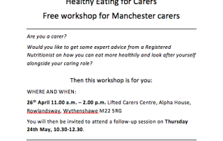 Screenshot of the Healthy Eating for Carers workshop @ Lifted flyer