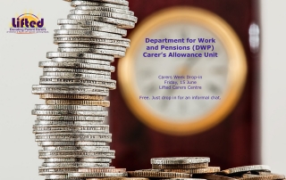 Poster for the DWP Carer's Allowance Unit drop-in during Carers Week | photo credit: pixabay.com