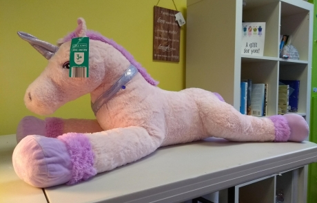 side view of our large unicorn stuffed toy | Name the Unicorn | Christmas 2018