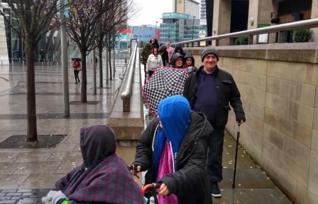 parent-carers on the way out from Lifted's carers' outing at The Lowry Outlet Mall